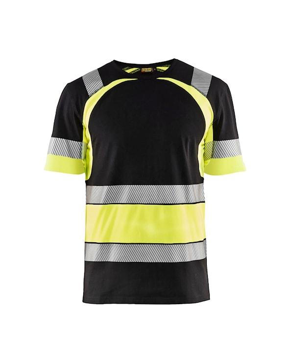 Blåkläder Bomulds T-shirt Sort/High Vis Gul