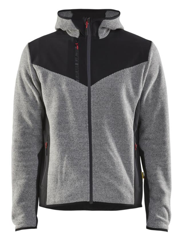 Blåkläder Strikket jakke med Softshell Gråmeleret/Sort