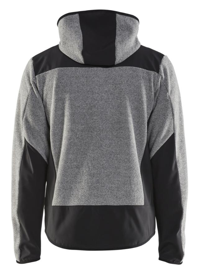 Blåkläder Strikket jakke med Softshell Gråmeleret/Sort