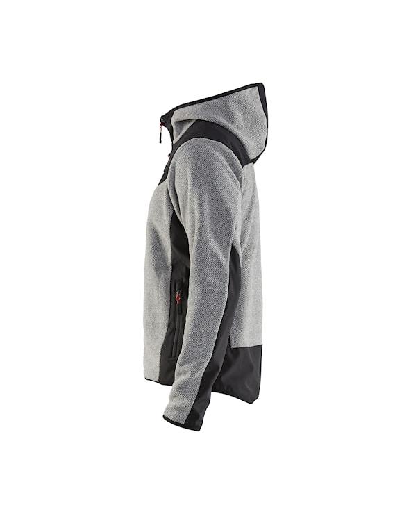 Blåkläder Strikket jakke med Softshell Gråmeleret/Sort