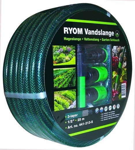 Ryom Vandslange Grøn 1/2' m fittings 25 meter