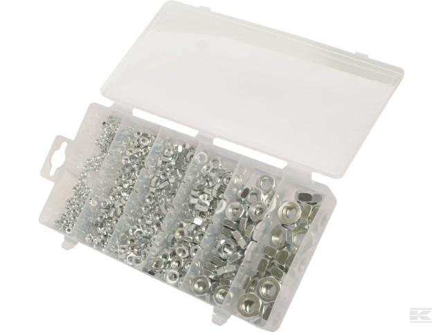 Sortiment møtrikker med 600 stk.