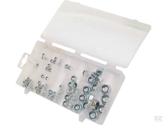 Sortiment låsemøtrikker med 75 stk.