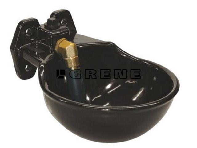 Emalieret drikkekop i støbejern med rørventil