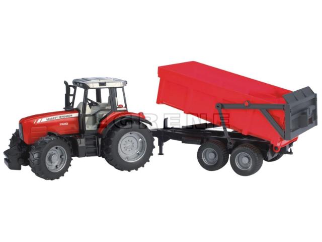 Bruder 02045 Massey Ferguson 7480 traktor med vogn 