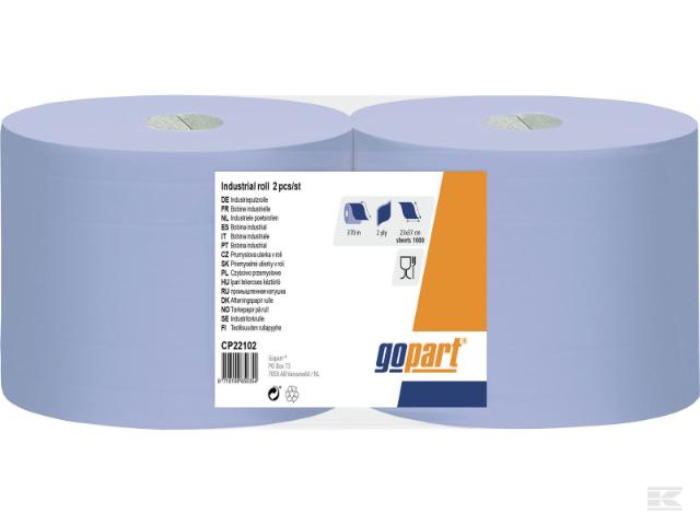 GoPart Aftørringspapir Blå 2 lag, 2 rl. i pakke