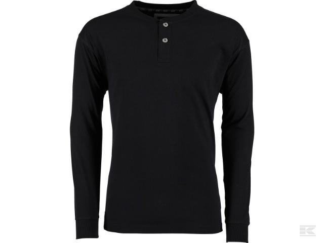 Kramp Technical Langærmet T-shirt med knapper Sort