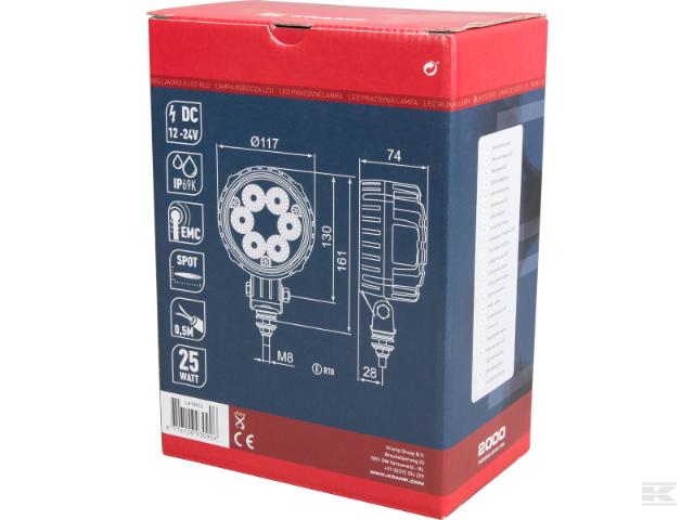 Kramp LED Arbejdslygte 2000 lumen 25W Fjernområde