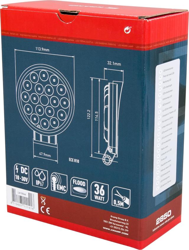 Kramp Arbejdslygte Flood 2850 Lumen m/ Ledning