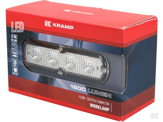 Kramp LED Arbejdslygte 1600 lumen 20W Nærområde m/ Deutsch stik