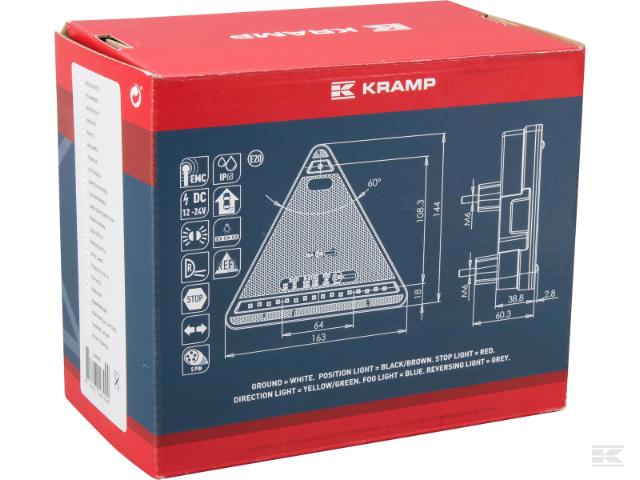 Kramp Baglygte LED med trekantrefleks 5-pin