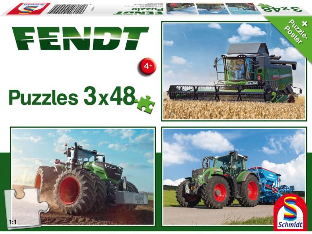 Puslespil Fendt, 3 x 48 Brikker
