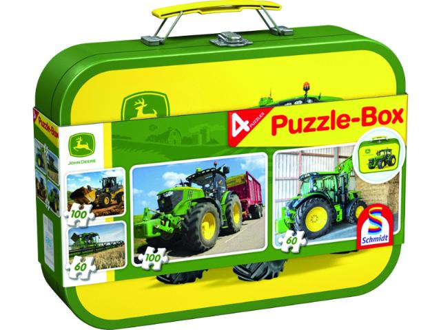 Puslespil i Metalæske John Deere, 2 x 60 / 2 x 100 Brikker