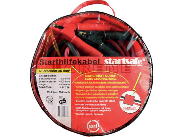 Startkabel 35 mm2 4,5m med spændingsbeskytter