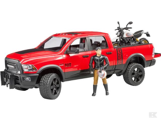 Bruder 02502 Ram 2500 Power wagon med Ducati motorcykel og fører