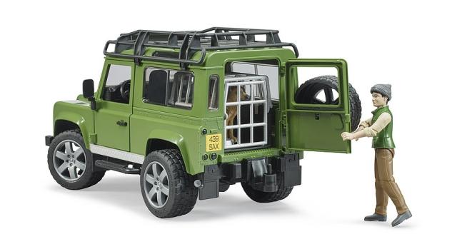 Bruder 02587 Land Rover Defender Stationcar med Skovfoged og Hund